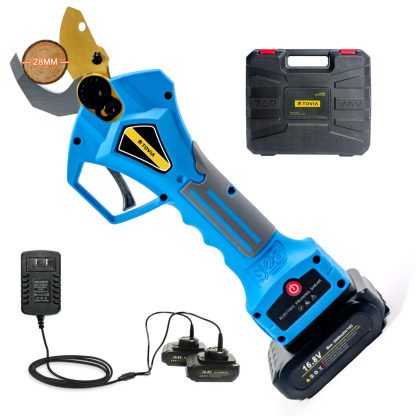T TOVIA Electric Cordless Pruning Shears for Tree Trimming with 2 Pack Backup Rechargeable 2Ah 16.8V Lithium Battery Powered Brushless Motor Tree Branch Pruner Adjustable Cutting Diameter, 8 Working Hours-T TOVIA Offical Online Store