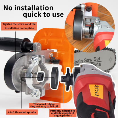 T TOVIA 12 Inch Chainsaw Attachment for Angle Grinder, Electric Chain Saw Converter Accessories for Wood Cutting Applicable Angle Grinder 5/8”-11 Thread