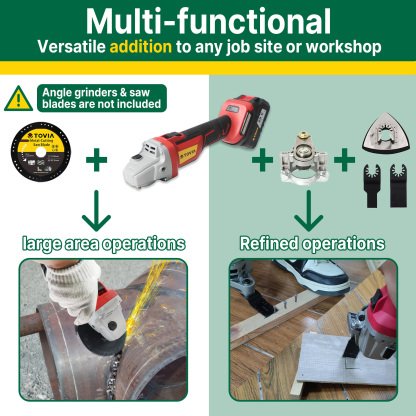T TOVIA Angle Grinder Oscillating Tool Set, Stainless Steel Angle Grinder to Multi Tool Converter, M10 M14 5/8" Thread Polishing Oscillating Adapter Kit for Grinding, Trimming and Removal