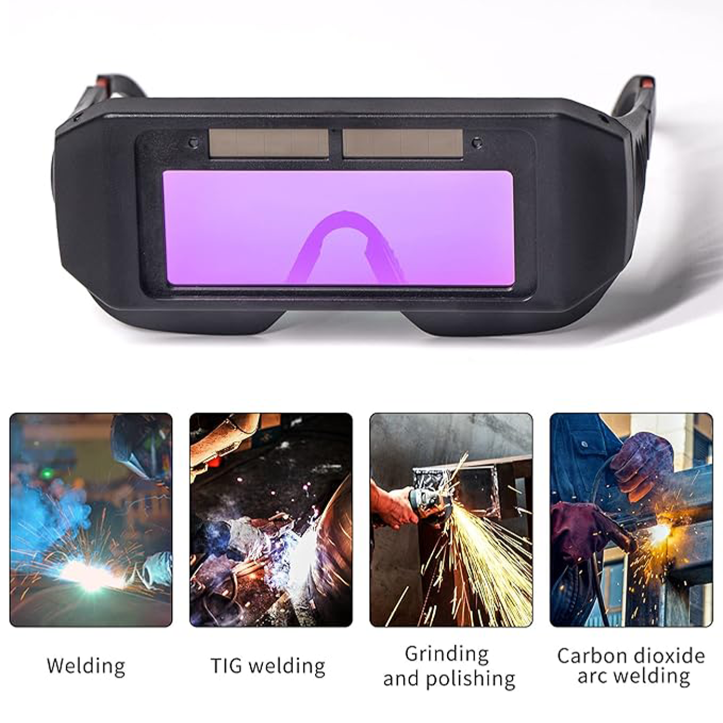 T TOVIA LCD Welder Glasses Safety Protective Solar Powered Auto Darkening Welding Goggles with Adjustable Shade, 2 Sensors Welder Glasses for TIG MIG MMA Plasma
