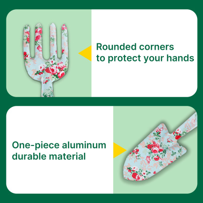 T TOVIA Outdoor tools floral print texture small garden tools three-piece set printed shovel garden flowers and gardening tools-T TOVIA Offical Online Store