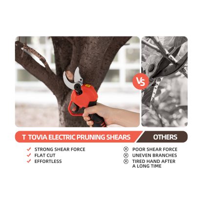 T TOVIA Cordless Pruning Shears, Cordless Tree Pruner with 2 Pack Rechargeable Battery, SK5 Blades, 1.2 Inch Cutting Diameter for Gardening (21V pruner)-T TOVIA Offical Online Store