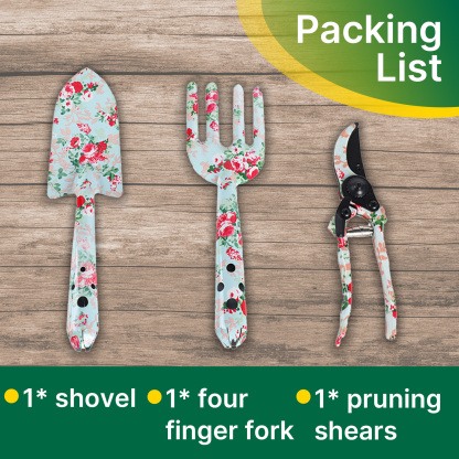 T TOVIA Outdoor tools floral print texture small garden tools three-piece set printed shovel garden flowers and gardening tools-T TOVIA Offical Online Store