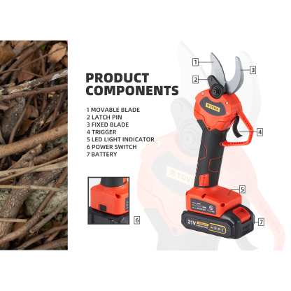 T TOVIA Cordless Pruning Shears, Cordless Tree Pruner with 2 Pack Rechargeable Battery, SK5 Blades, 1.2 Inch Cutting Diameter for Gardening (21V pruner)-T TOVIA Offical Online Store