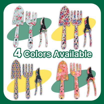 T TOVIA Outdoor tools floral print texture small garden tools three-piece set printed shovel garden flowers and gardening tools-T TOVIA Offical Online Store