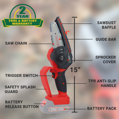 T TOVIA Cordless Power Chainsaw for Makita 18V Battery(Battery NOT Included), 4 Inch Hand-held Mini Pruning Saw for Wood Cutting, Tree Trimming, Camping-T TOVIA Offical Online Store