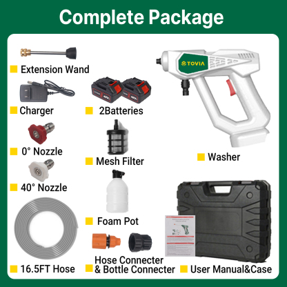T TOVIA Cordless Pressure Washer for MAKITA 18V LXT Battery, 363PSI Portable Power Cleaner with 0° & 40° Nozzle, 2 Pack 21V Batteries, Handheld Washer Gun Kit for Car/Floor/Plants Washing & Watering-T TOVIA Offical Online Store