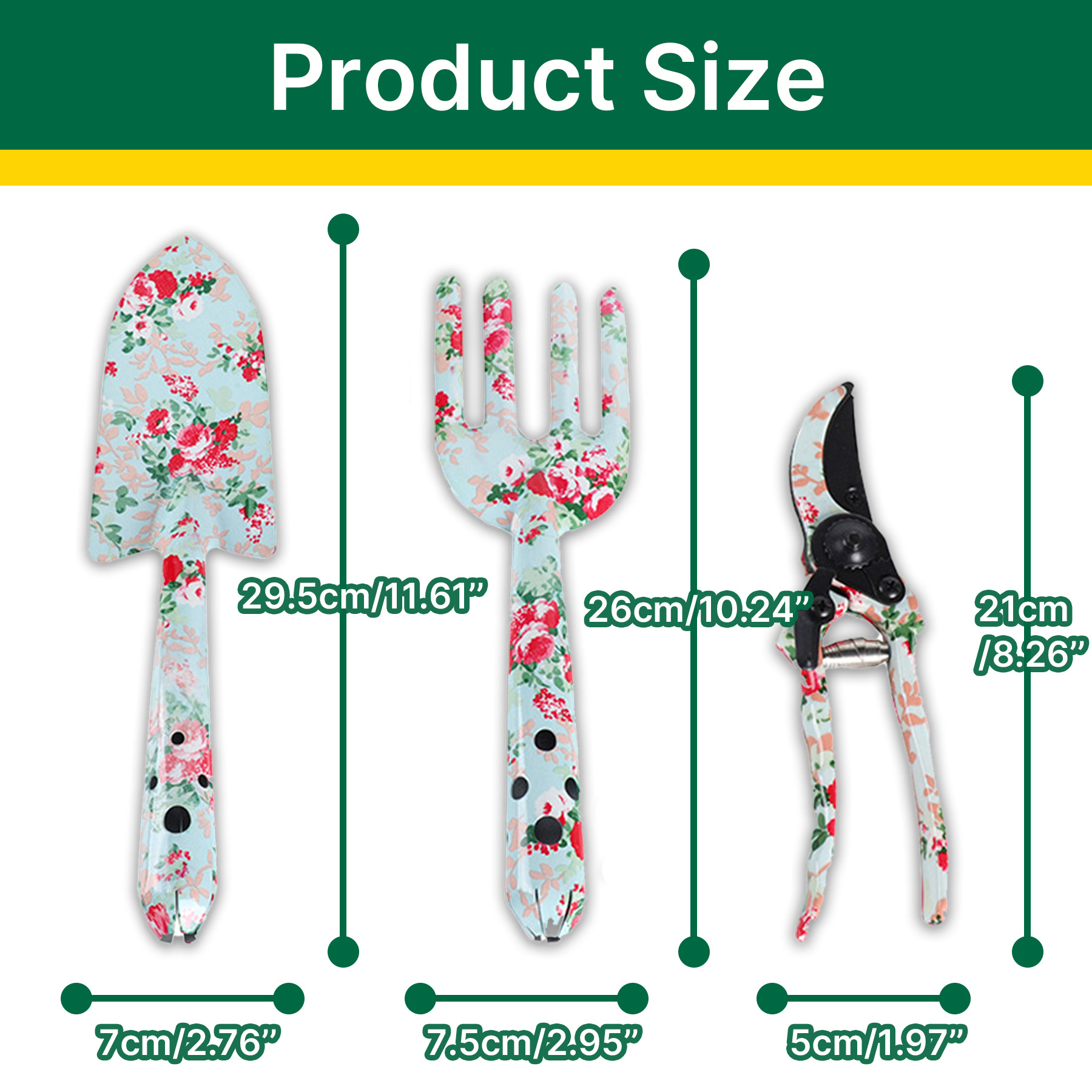 T TOVIA Outdoor tools floral print texture small garden tools three-piece set printed shovel garden flowers and gardening tools-T TOVIA Offical Online Store