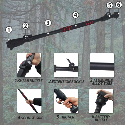 T TOVIA Telescopic Extension Pole for Cordless Pruners and Chainsaw, Aluminum Alloy Telescoping Rod for High Branch Pruning, Compatible with T TOVIA Electric Pruner GPS51 GPS53 GPS54 GPS72,  6.7Ft (2M) and 10Ft (3M)-T TOVIA Offical Online Store