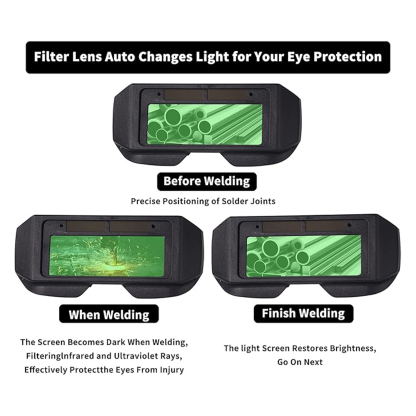 T TOVIA LCD Welder Glasses Safety Protective Solar Powered Auto Darkening Welding Goggles with Adjustable Shade, 2 Sensors Welder Glasses for TIG MIG MMA Plasma