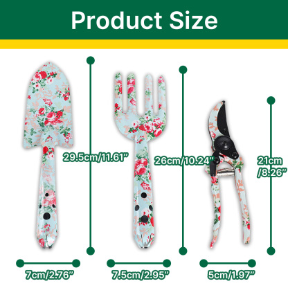 T TOVIA Outdoor tools floral print texture small garden tools three-piece set printed shovel garden flowers and gardening tools-T TOVIA Offical Online Store