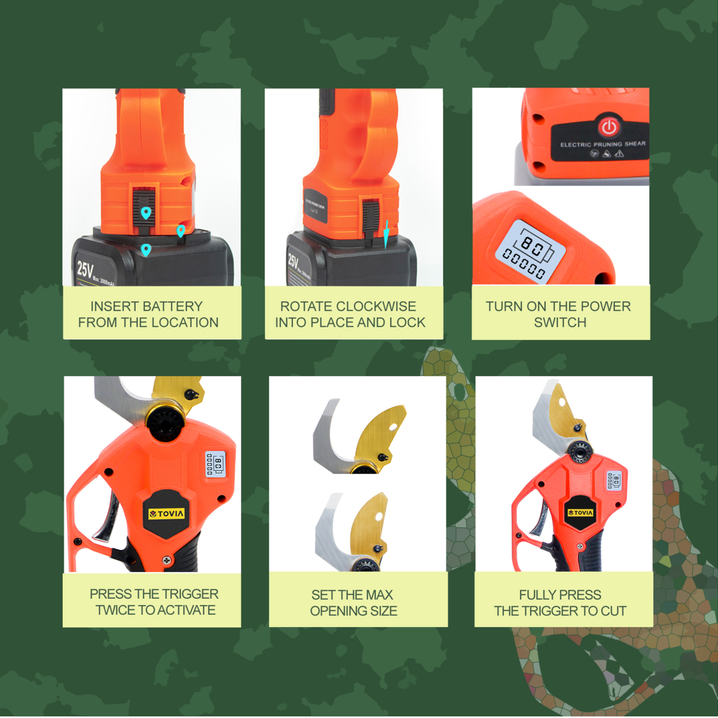 T TOVIA Cordless Pruner Kit, 1.2'' Electric Pruning Shears with 75 Inch Foldable Extension Pole, 2 Pack 21V Rechargeable Batteries, Power Pruner for Gardening, Tree Trimming-T TOVIA Offical Online Store