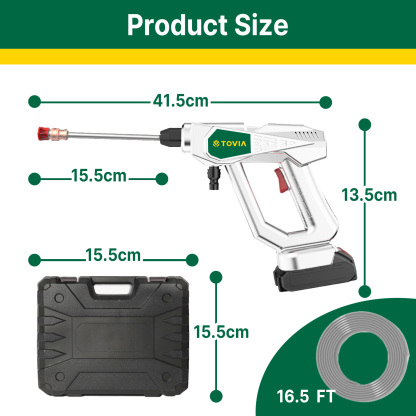 T TOVIA Cordless Pressure Washer for MAKITA 18V LXT Battery, 363PSI Portable Power Cleaner with 0° & 40° Nozzle, 2 Pack 21V Batteries, Handheld Washer Gun Kit for Car/Floor/Plants Washing & Watering-T TOVIA Offical Online Store