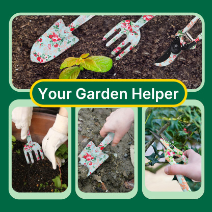 T TOVIA Outdoor tools floral print texture small garden tools three-piece set printed shovel garden flowers and gardening tools-T TOVIA Offical Online Store