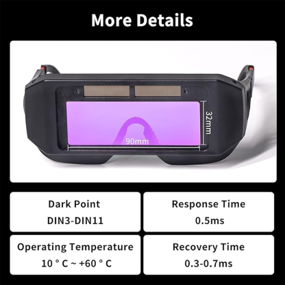 T TOVIA LCD Welder Glasses Safety Protective Solar Powered Auto Darkening Welding Goggles with Adjustable Shade, 2 Sensors Welder Glasses for TIG MIG MMA Plasma