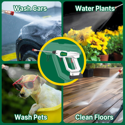 T TOVIA Cordless Pressure Washer for MAKITA 18V LXT Battery, 363PSI Portable Power Cleaner with 0° & 40° Nozzle, 2 Pack 21V Batteries, Handheld Washer Gun Kit for Car/Floor/Plants Washing & Watering-T TOVIA Offical Online Store