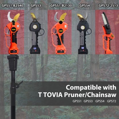 T TOVIA Telescopic Extension Pole for Cordless Pruners and Chainsaw, Aluminum Alloy Telescoping Rod for High Branch Pruning, Compatible with T TOVIA Electric Pruner GPS51 GPS53 GPS54 GPS72,  6.7Ft (2M) and 10Ft (3M)-T TOVIA Offical Online Store