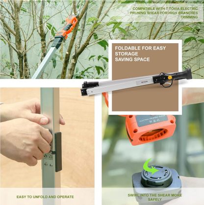 T TOVIA 51.2/75 Inch Extension Pole for Cordless Electric Pruning Shears Sturdy and Lightweight Aluminum Alloy Telescopic Rod, Safe and Convenient (130/190cm)