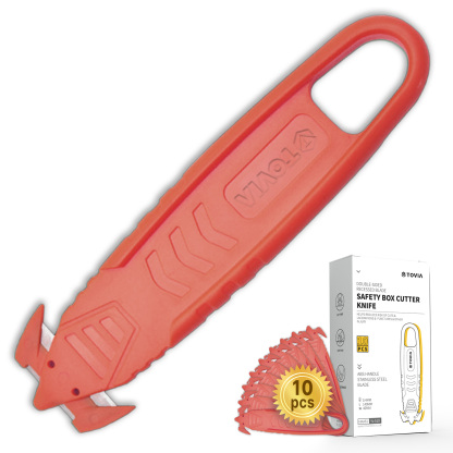 T TOVIA Safety Utility Cutter and Package Opener with Recessed Concealed Stainless Steel Blade for Household, Workshop & Warehouse-T TOVIA Offical Online Store