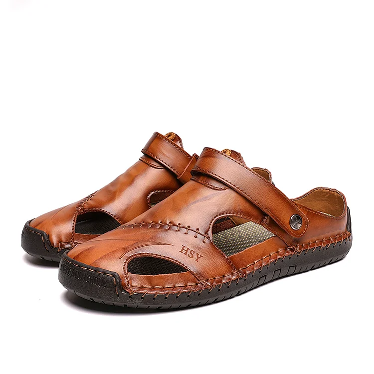 🔥On This Week Sale 70% OFF🔥Mens Casual Comfy Leather Slip On Sandals, Comfy Orthopedic Walking Shoes