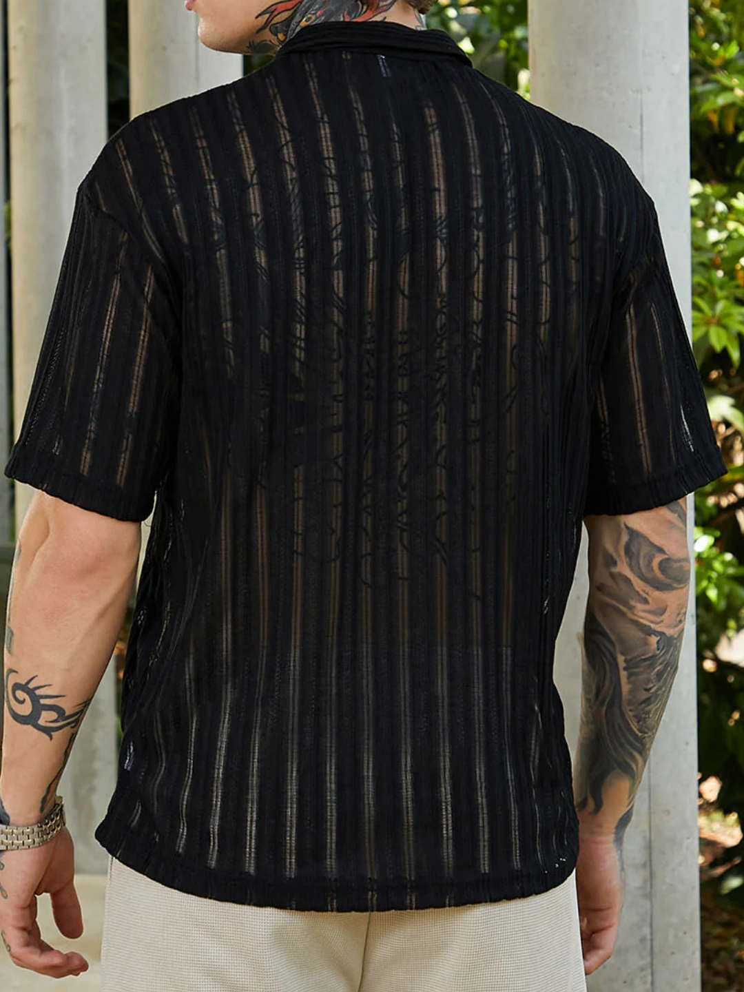 Striped Design Short Sleeve Polo Shirt