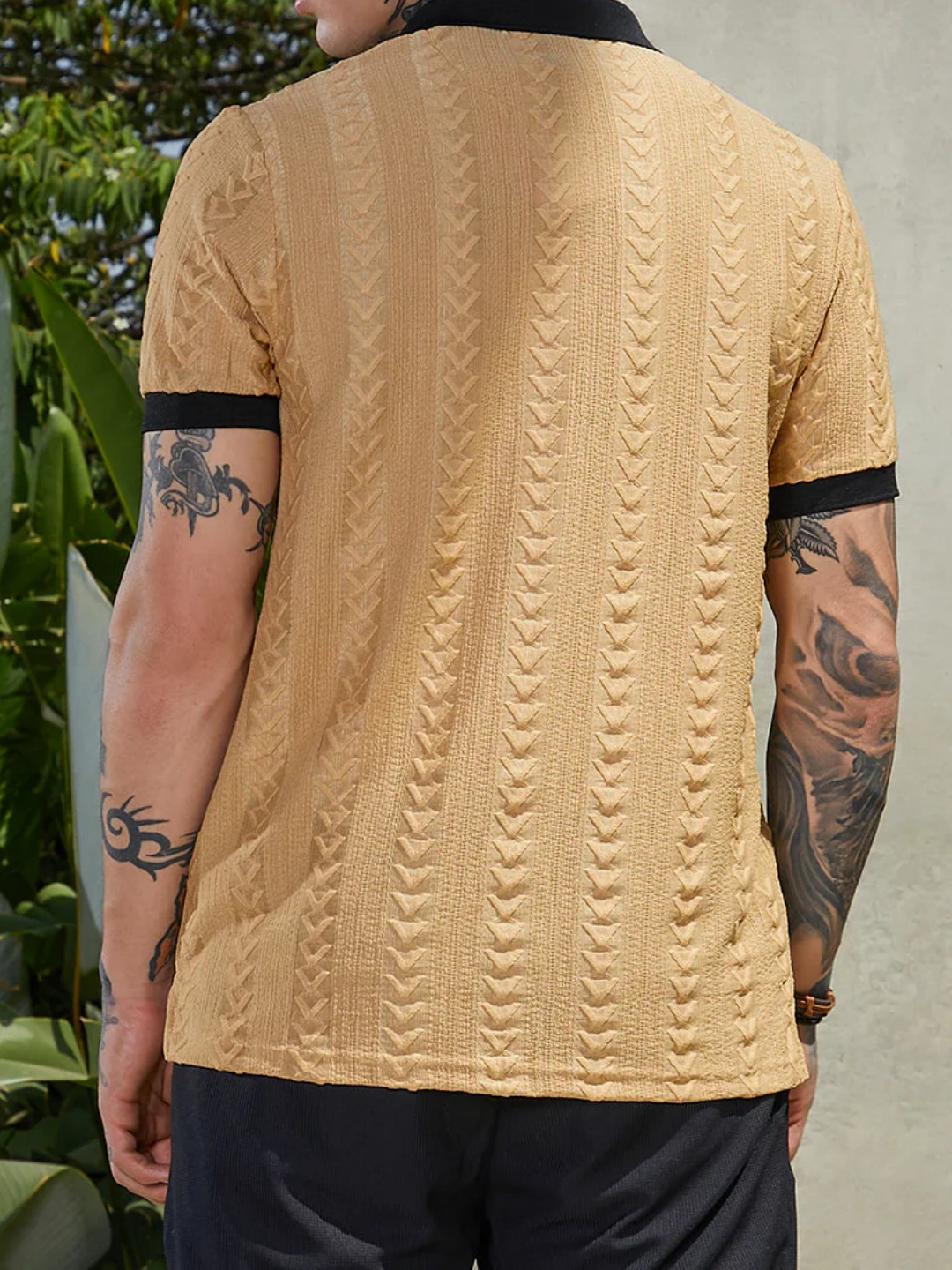 Cable Knit Short Sleeve Polo Shirt