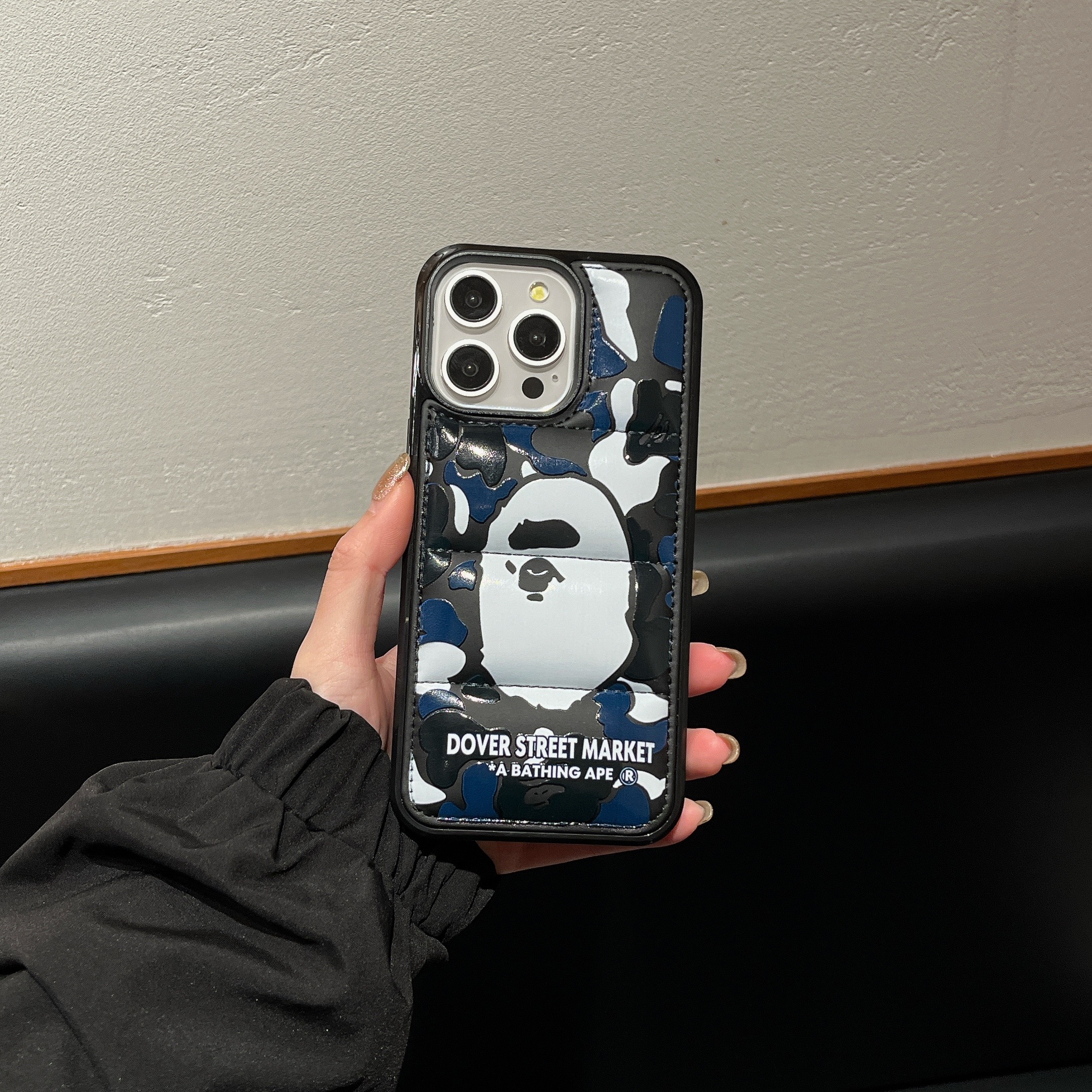 Puffer Ape-Head Phone Case For iPhone Black-YRT241309