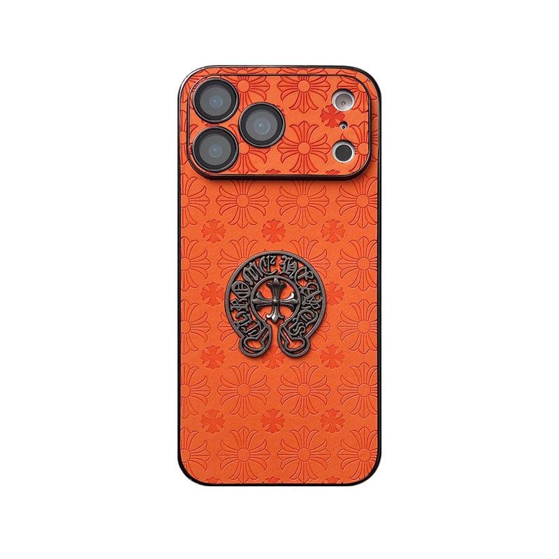 Leather CHS iPhone Case Orange For iPhone 17/16/15/14-VECHS011
