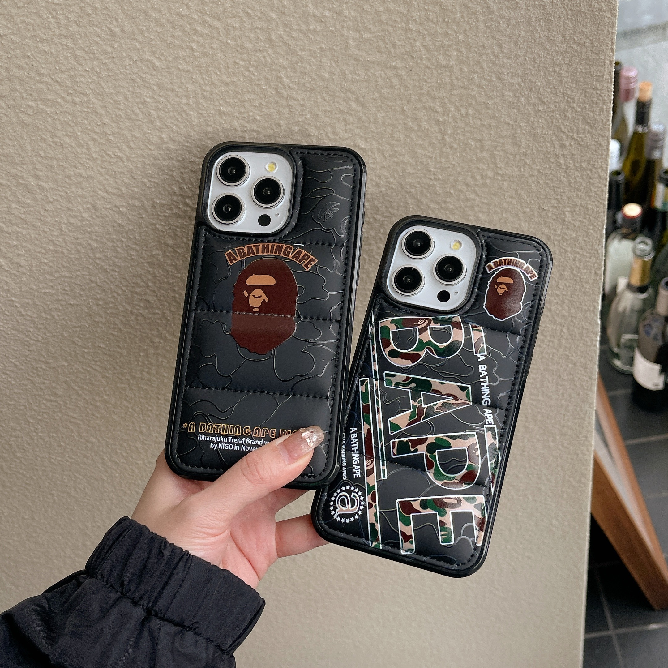 3D Puffer Ape-Head Phone Case For iPhone Black-XYT2413093D