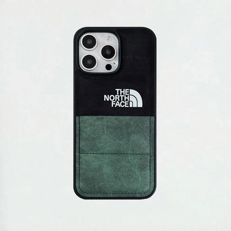 TNF Antler Skin Leather Puffer Phone Case For iPhone Double Green-LRP241755