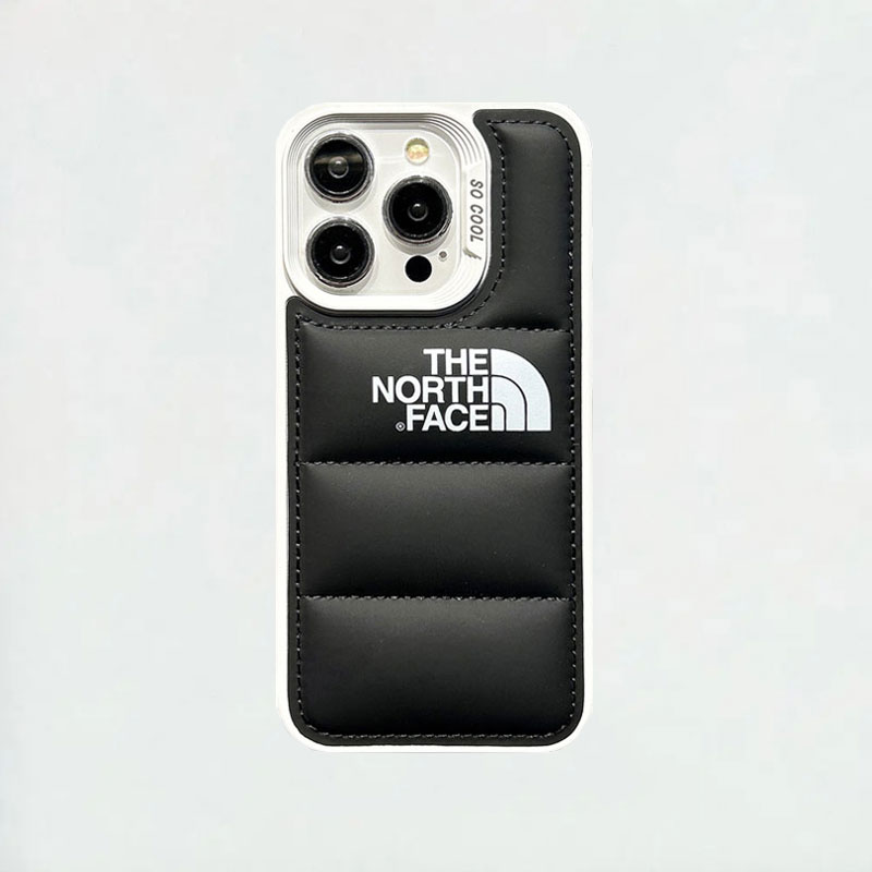 TNF Leather Puffer Phone Case For iPhone Black-DKK241605