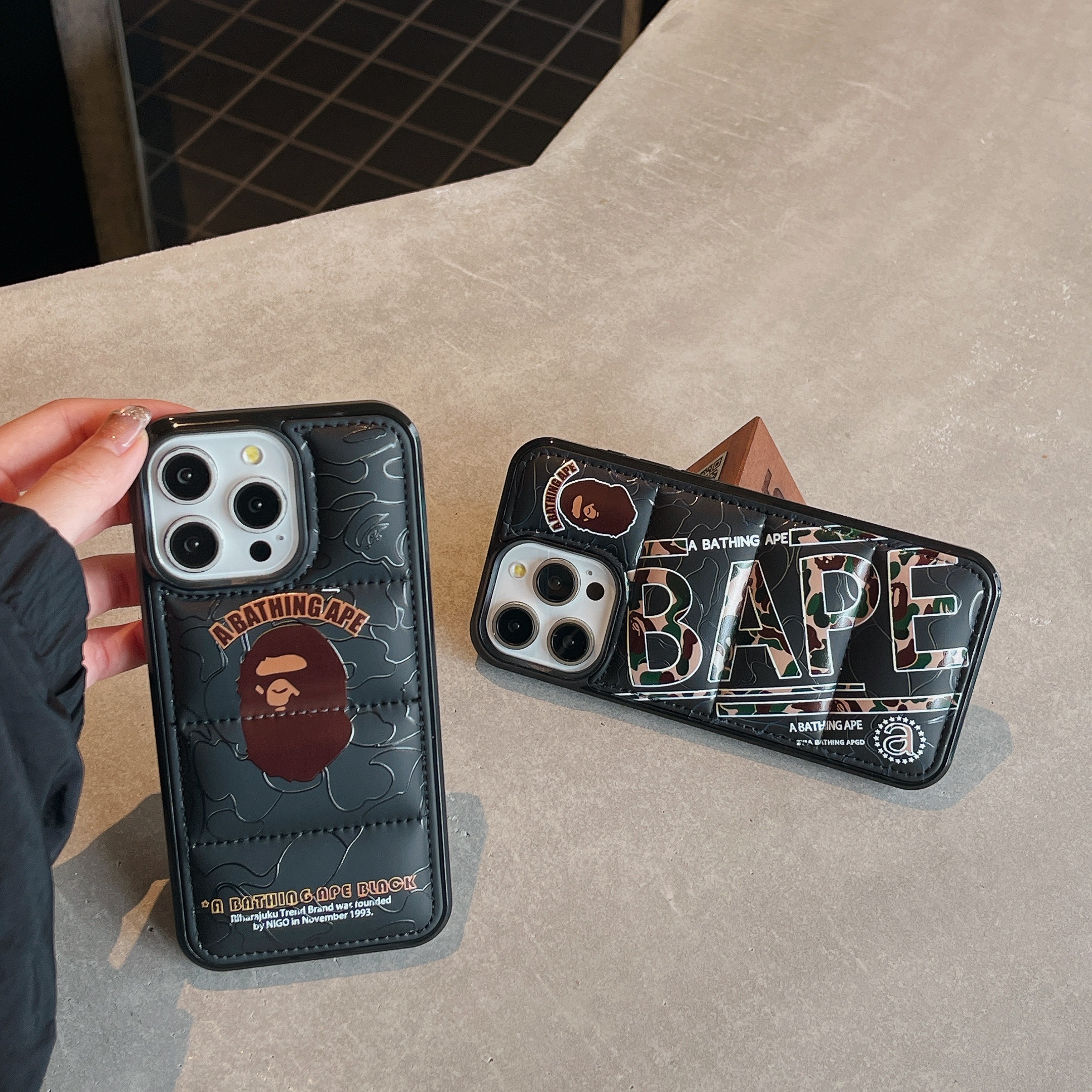 3D Puffer Ape-Head Phone Case For iPhone Black-XYT2413093D