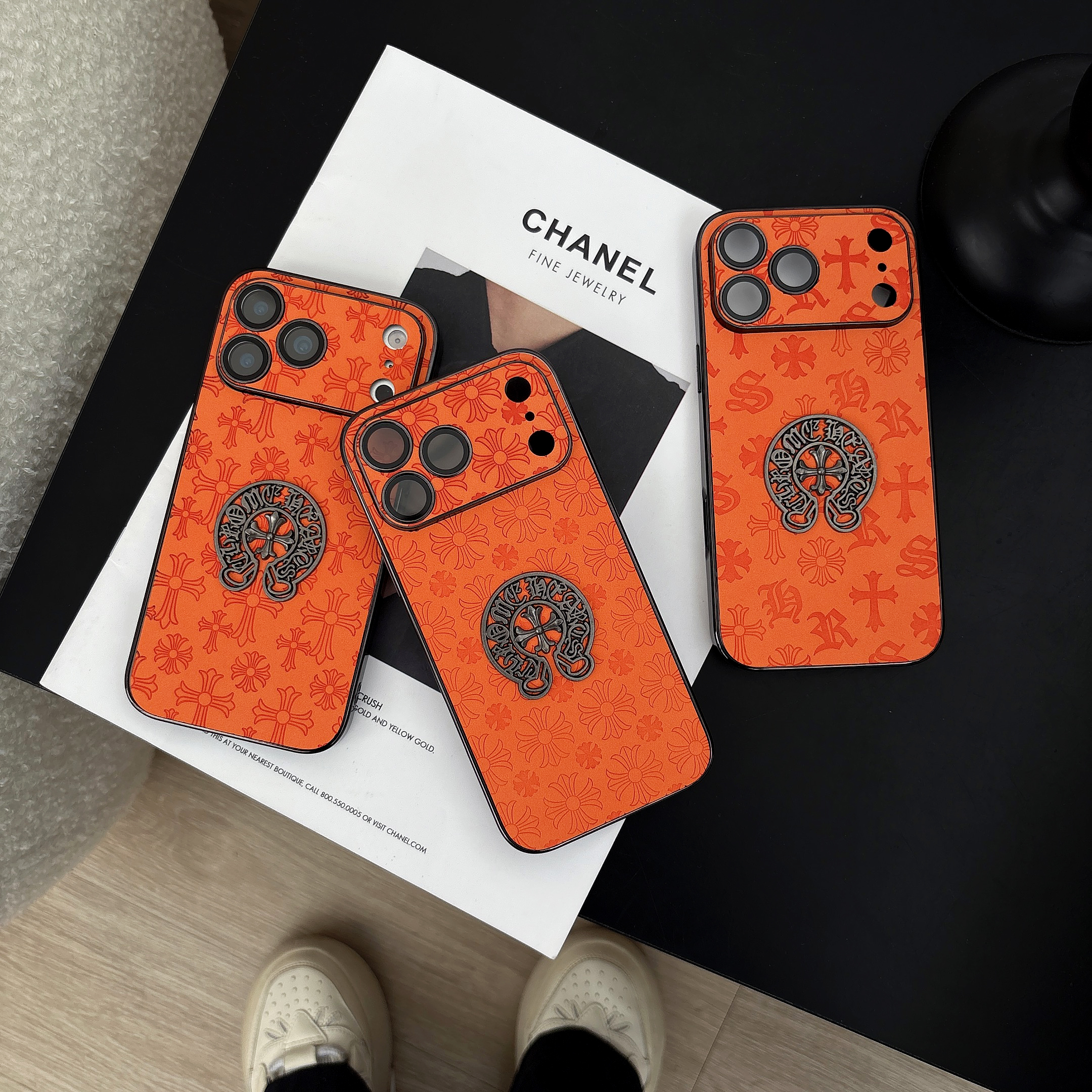 Leather CHS iPhone Case Orange For iPhone 17/16/15/14-VECHS011