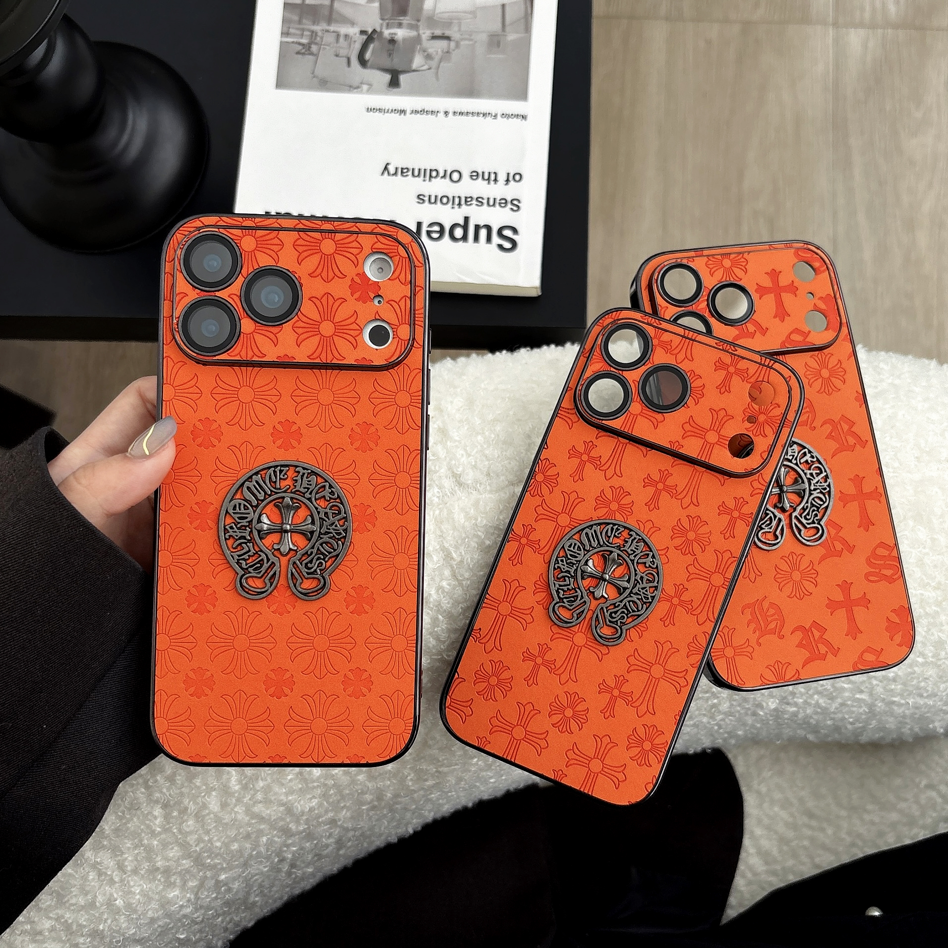 Leather CHS iPhone Case Orange For iPhone 17/16/15/14-VECHS011
