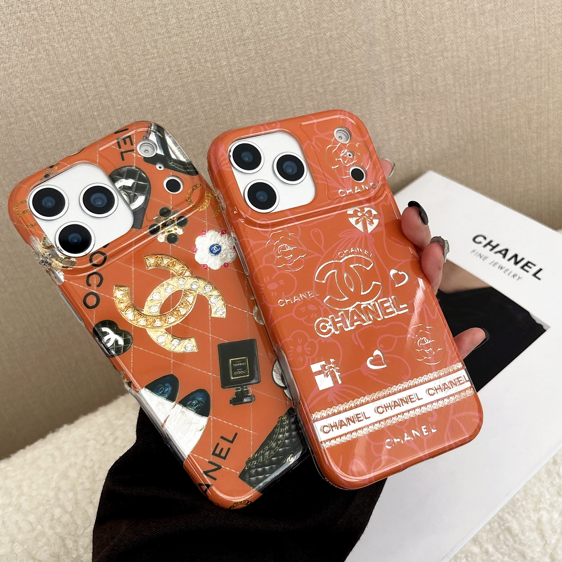 Luxury CC iPhone Case Orange For iPhone 17/16/15/14-VECC012