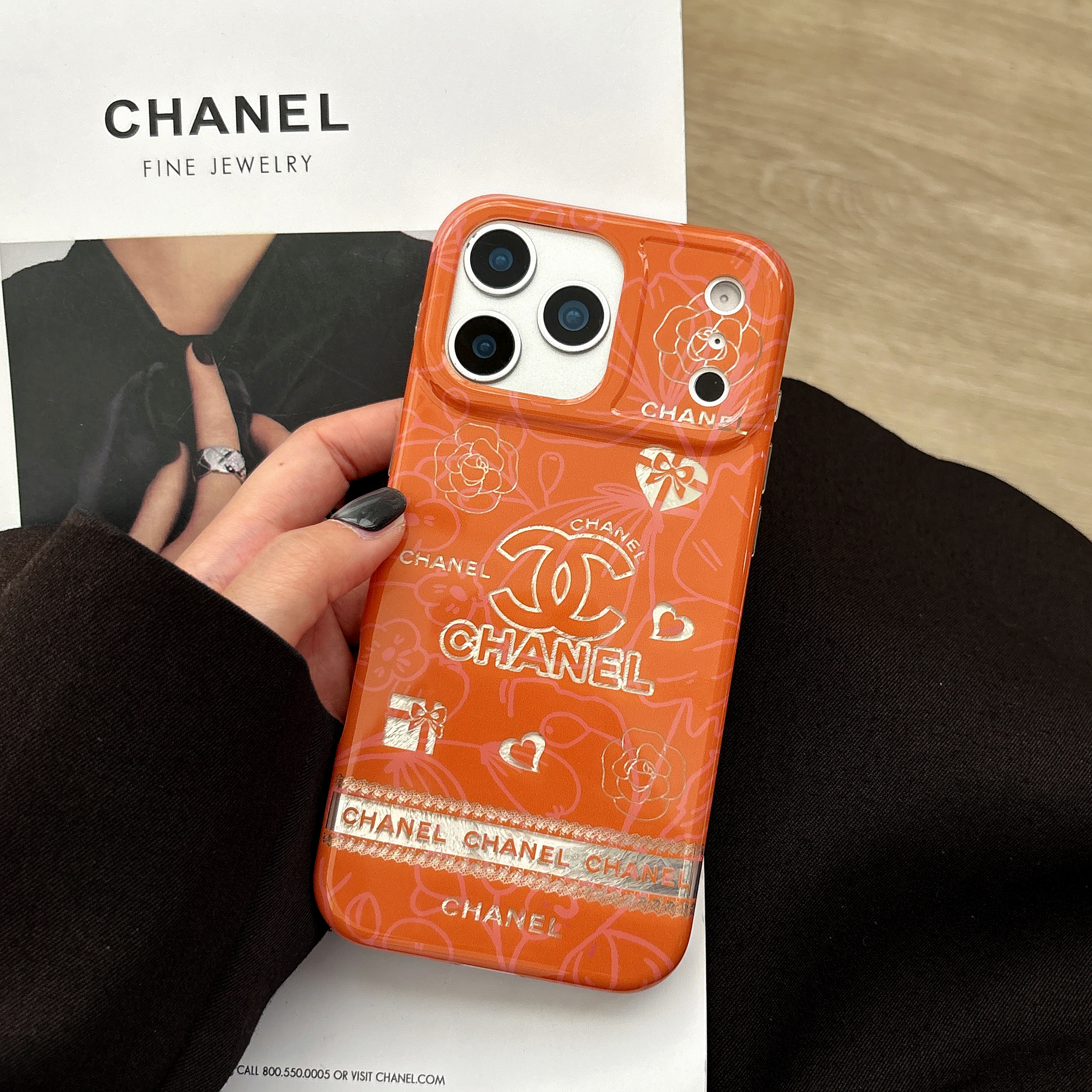 Luxury CC iPhone Case Orange For iPhone 17/16/15/14-VECC012