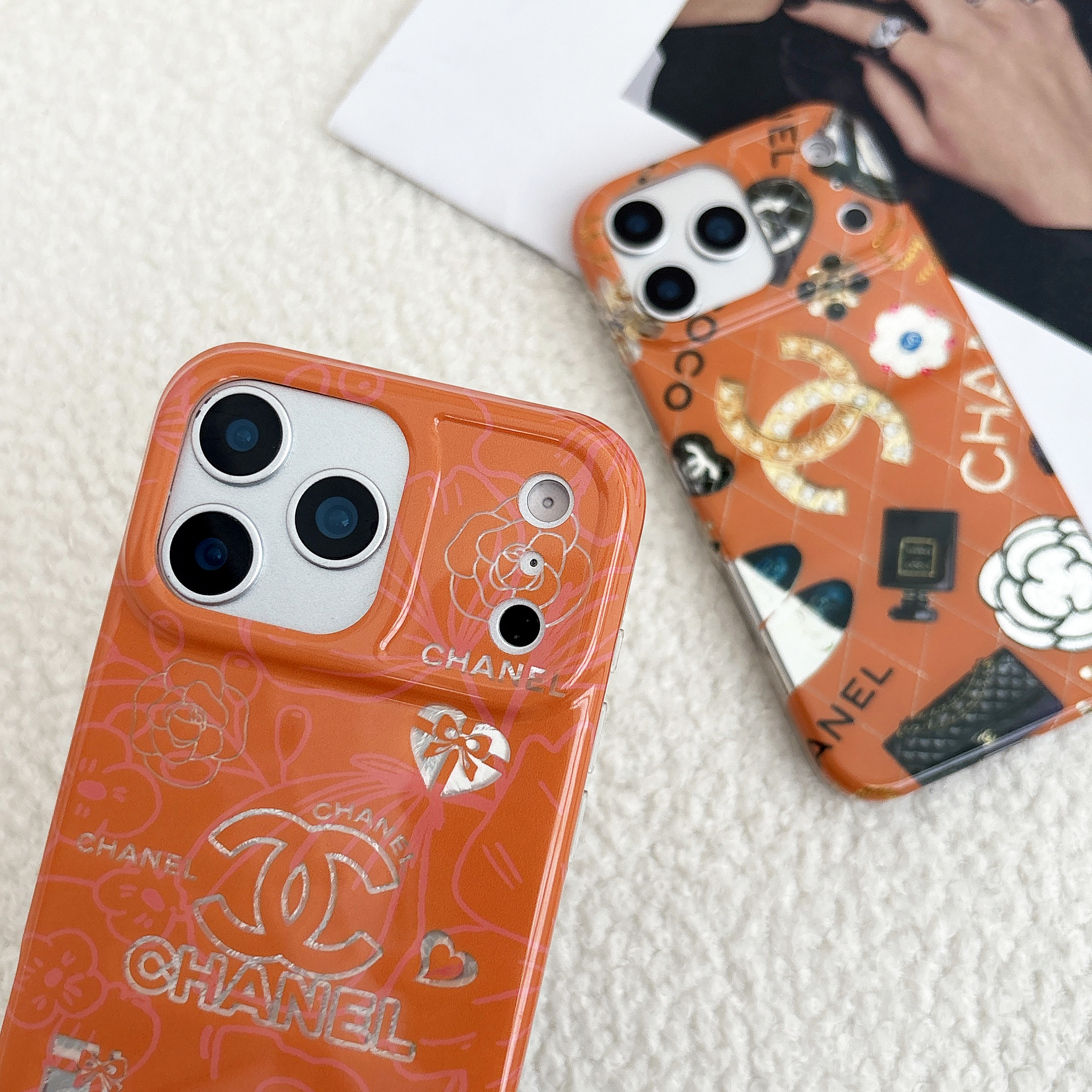 Luxury CC iPhone Case Orange For iPhone 17/16/15/14-VECC012