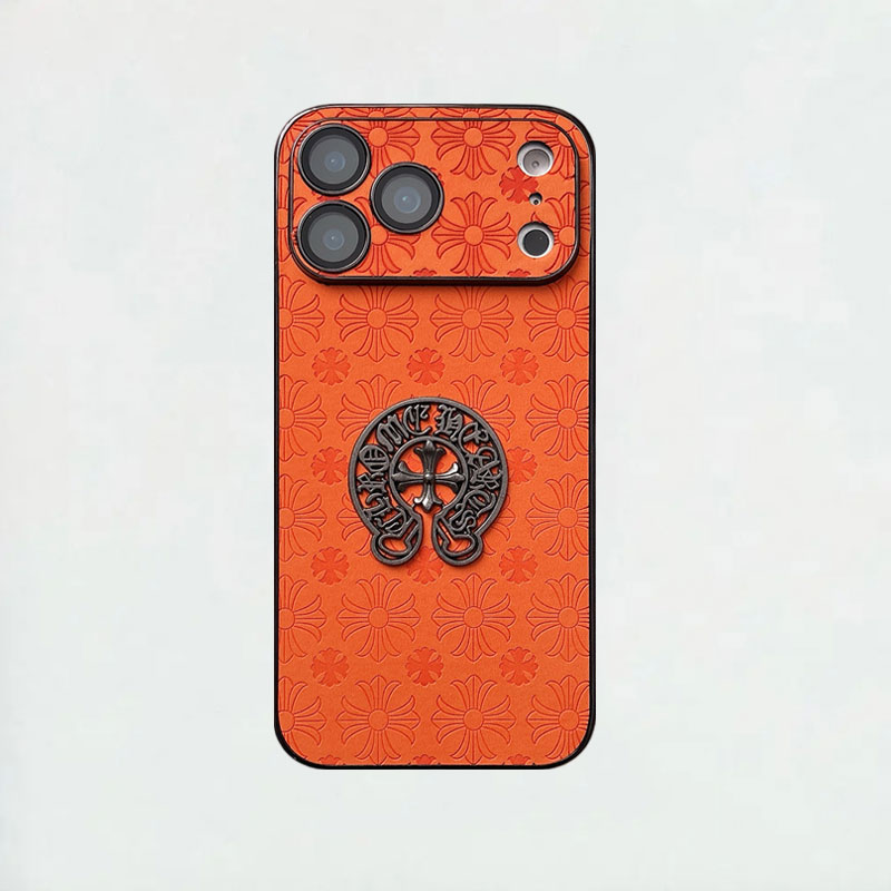 Leather CHS iPhone Case Orange For iPhone 17/16/15/14-VECHS011