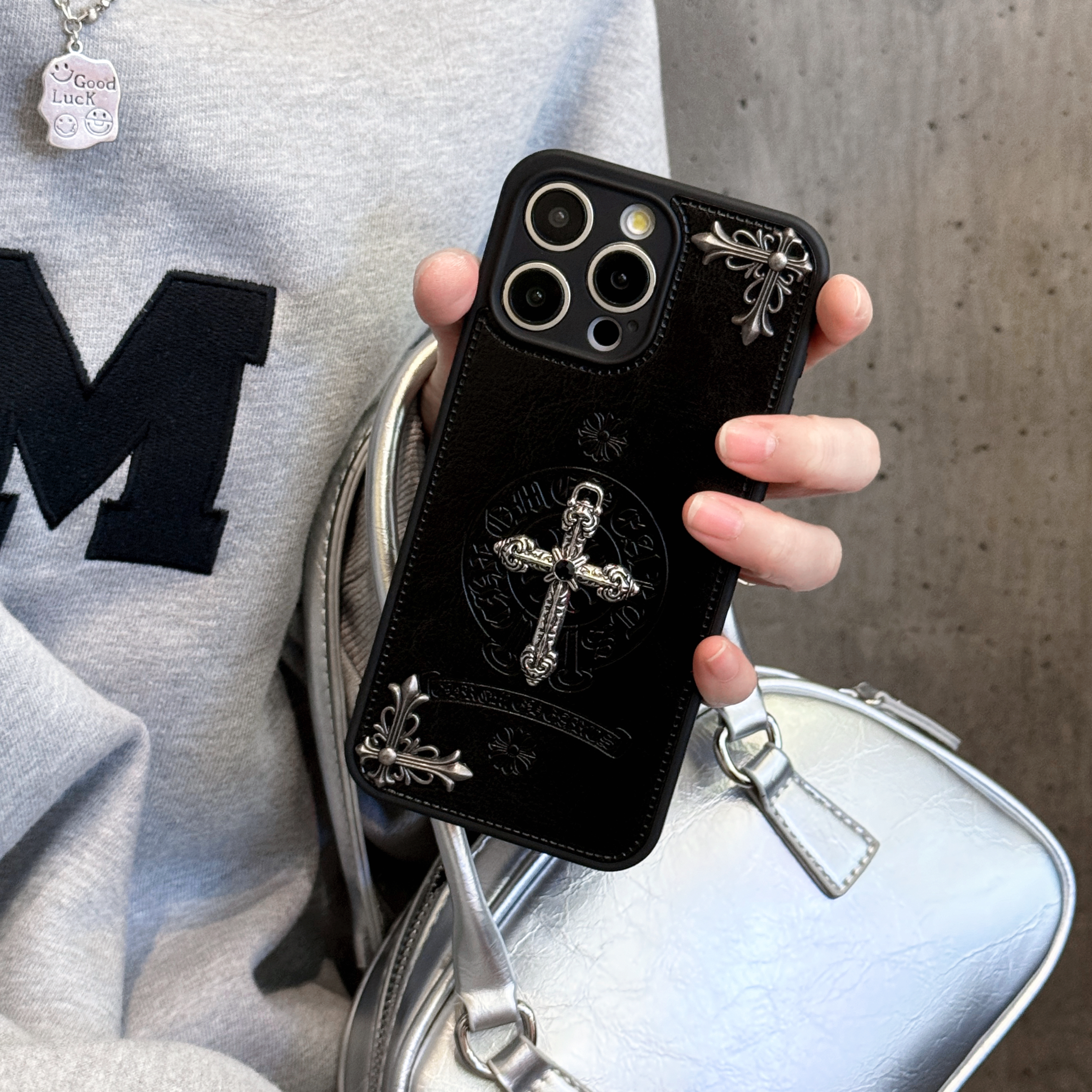 Leather CHS Phone Case For iPhone Black-PZK2500627