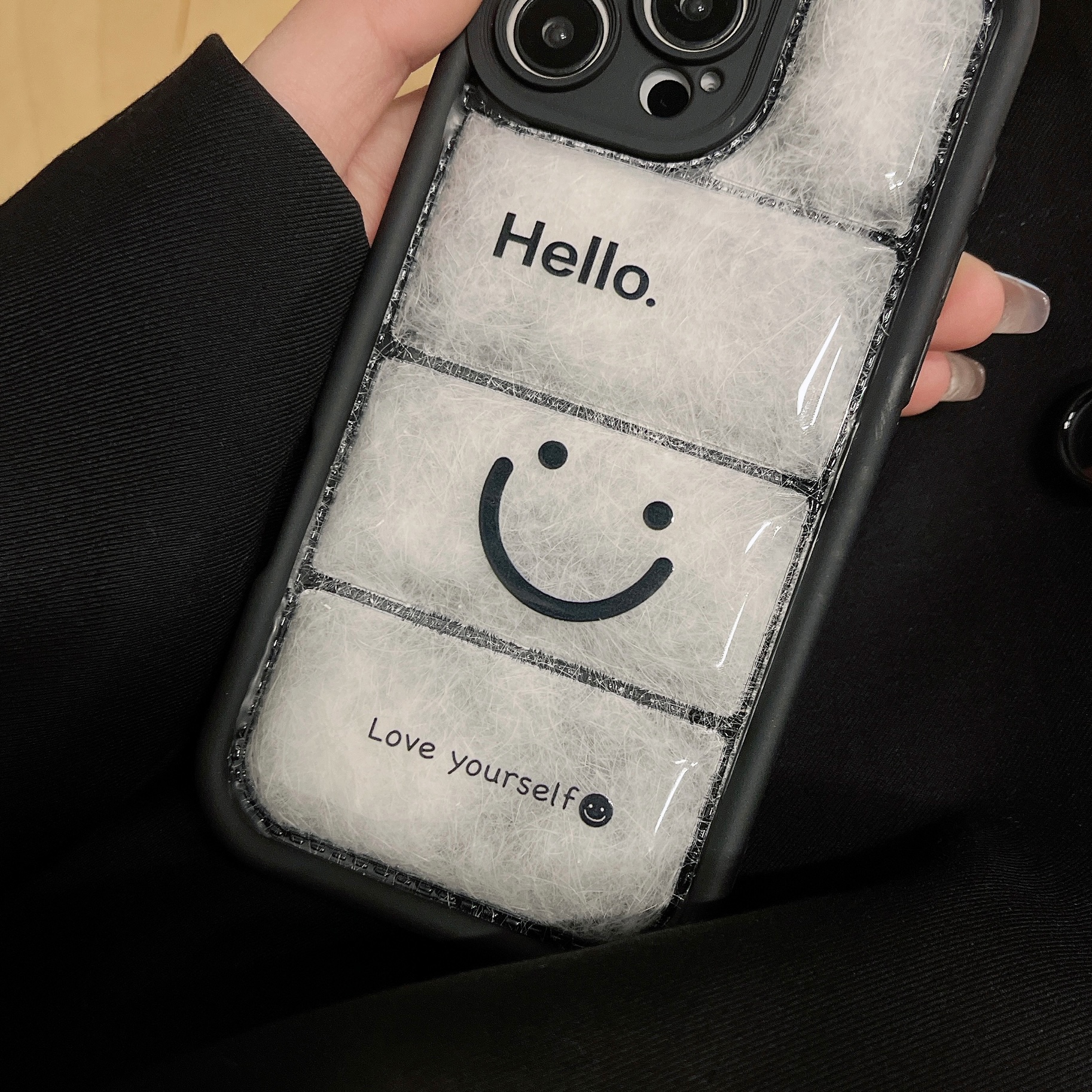 Smile Puffer iPhone Case Black-CLK251804