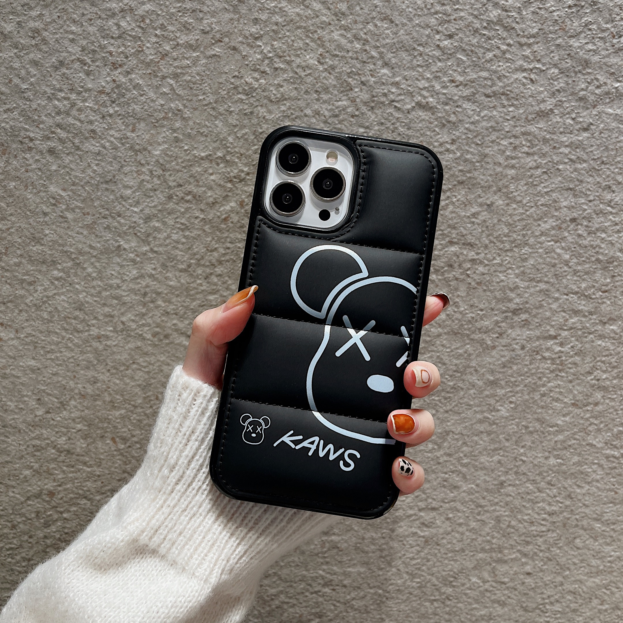 Bear 3D Puffer Phone Case For iPhone Black-BLX241143