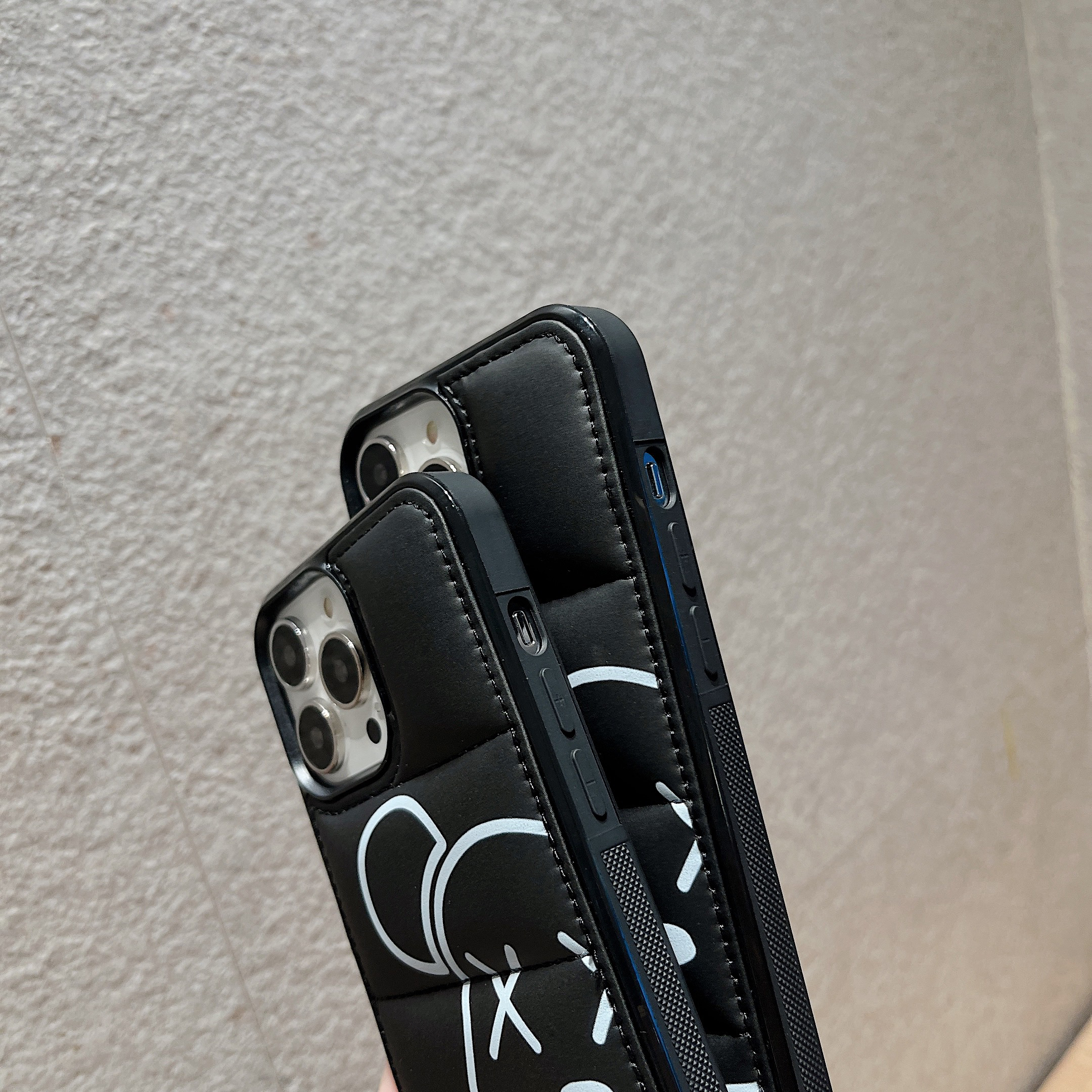 Bear 3D Puffer Phone Case For iPhone Black-BLX241143