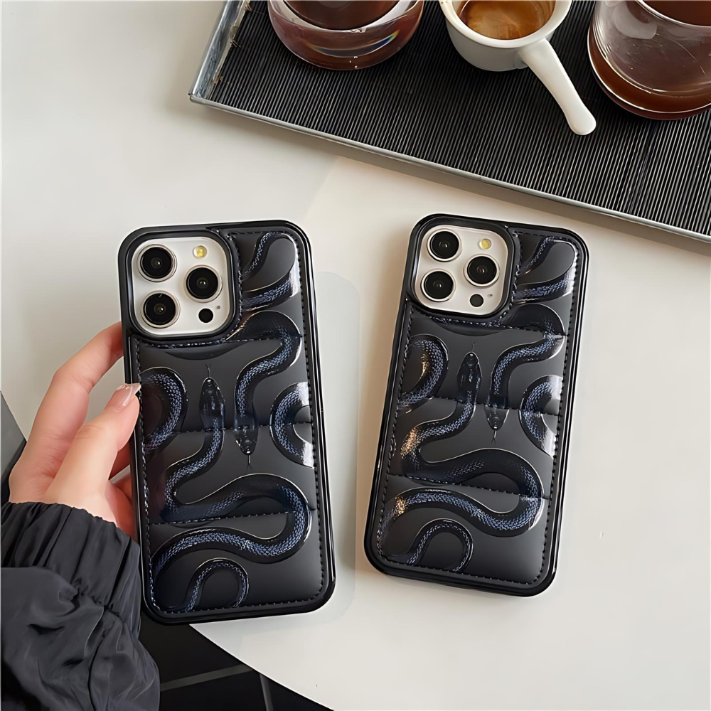 Black Snake Puffer iPhone Case