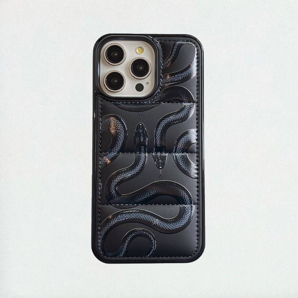 Black Snake Puffer iPhone Case