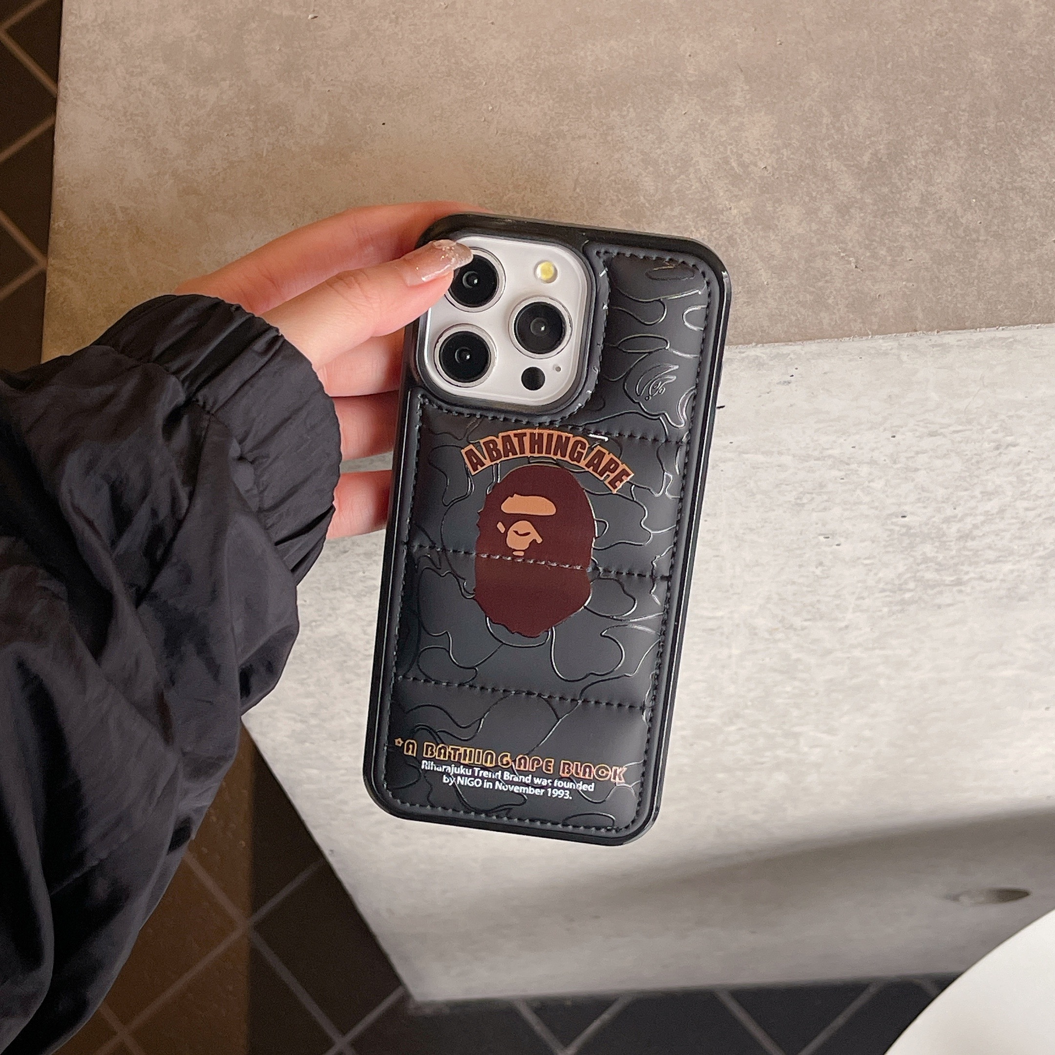 3D Puffer Ape-Head Phone Case For iPhone Black-XYT2413093D