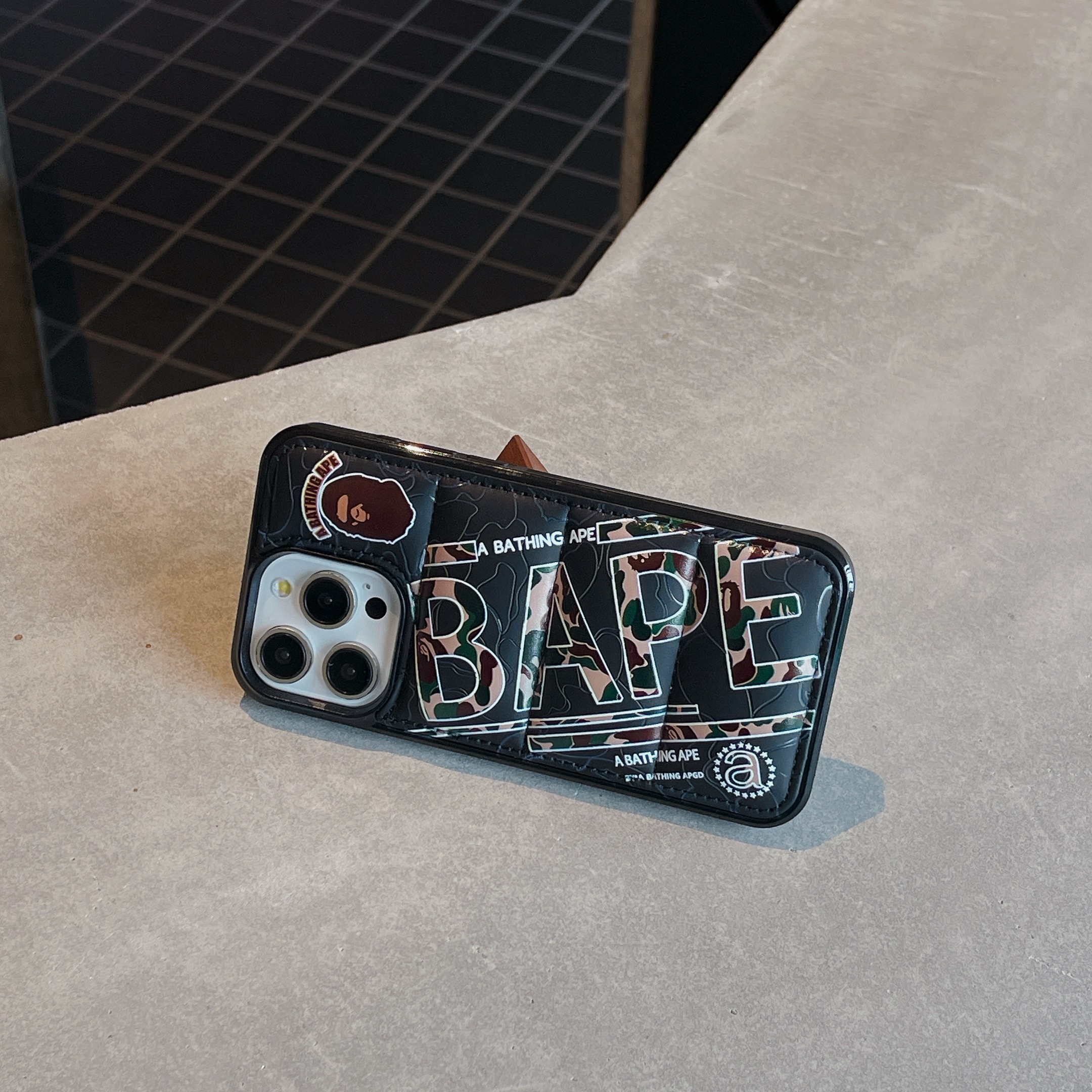 3D Puffer Ape-Head Phone Case For iPhone Black-XYT2413093D