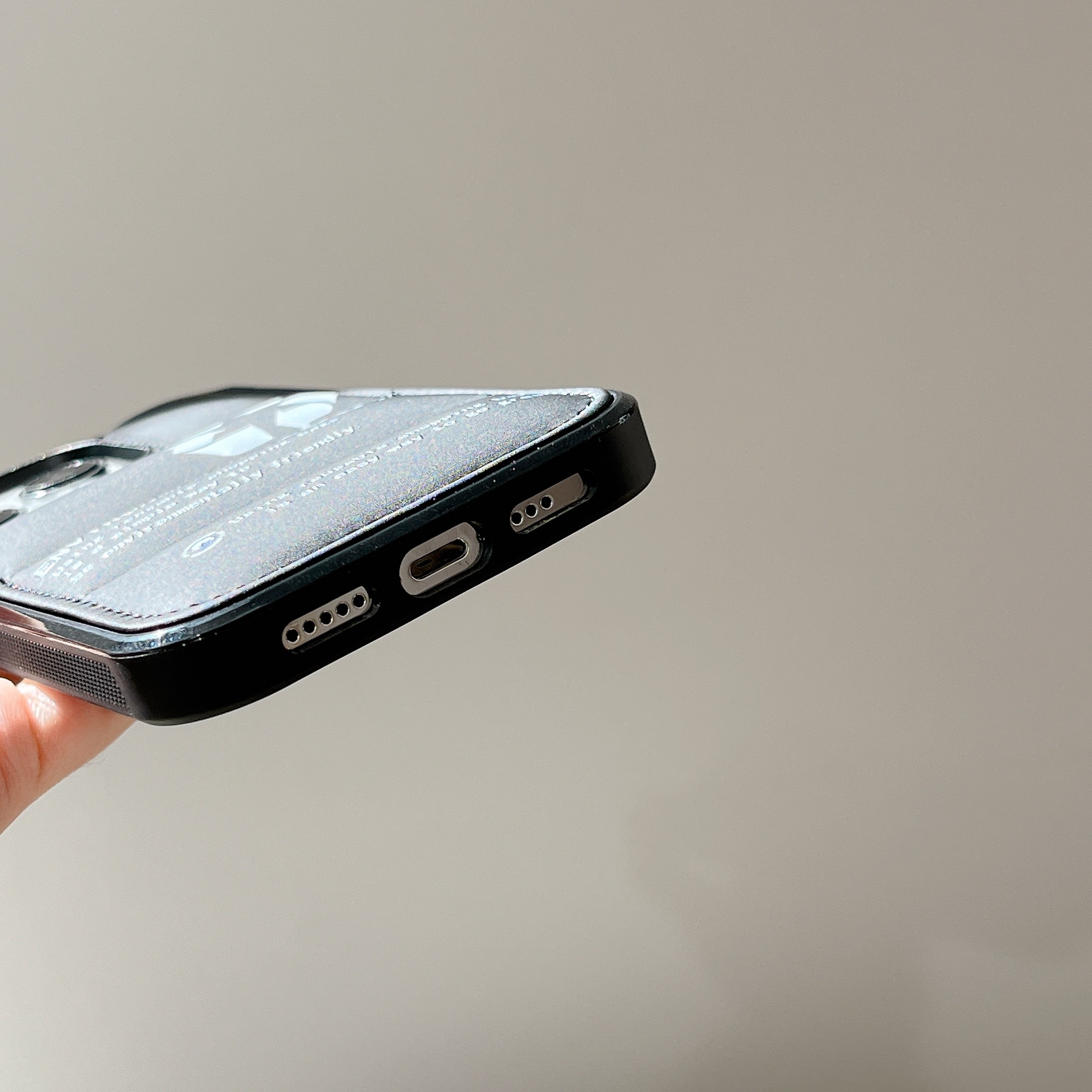 Creative Recyclable Labels Puffer Phone Case For iPhone Black-XHB241206