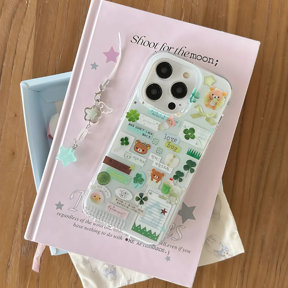 Green Kawaii Sticker iPhone Case