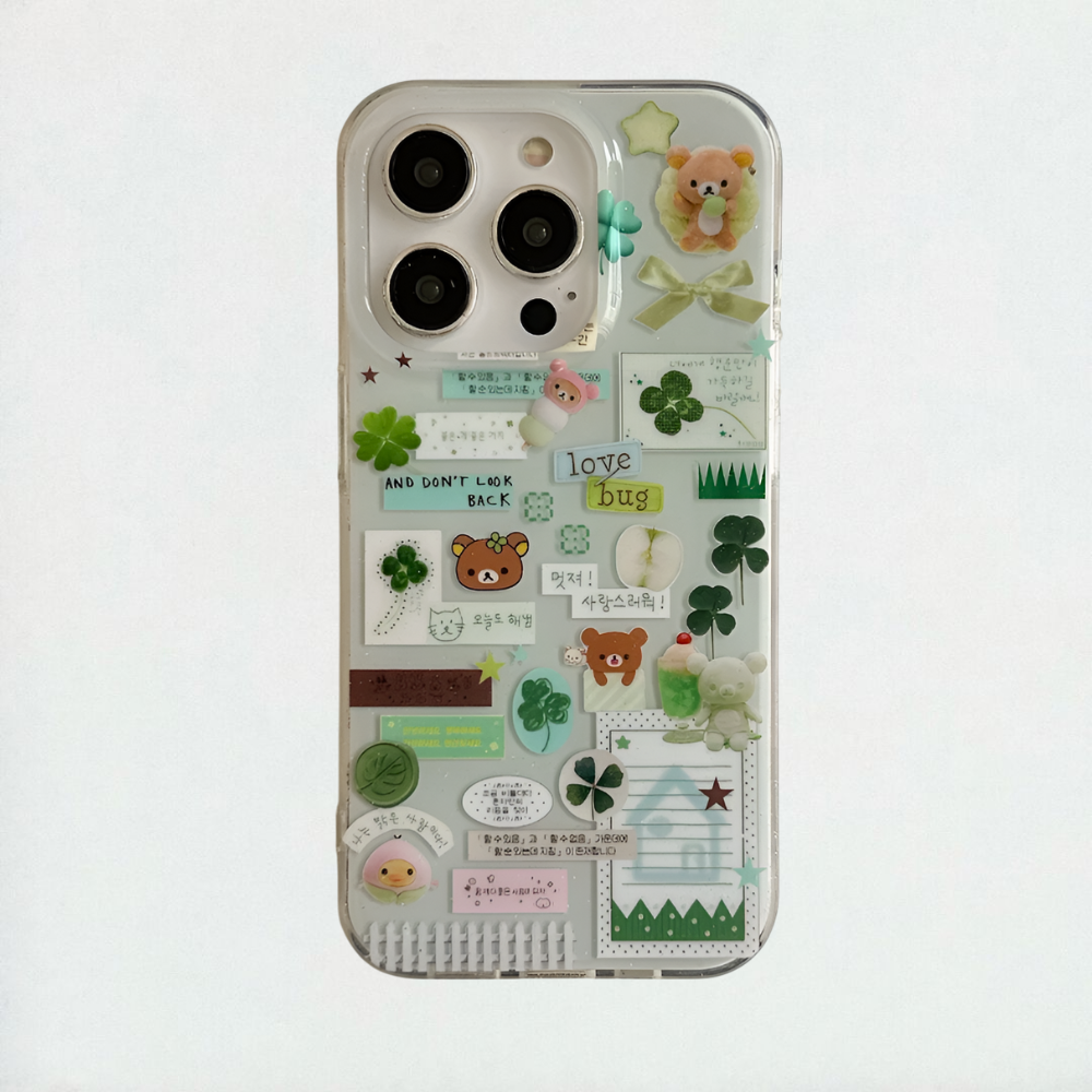 Green Kawaii Sticker iPhone Case