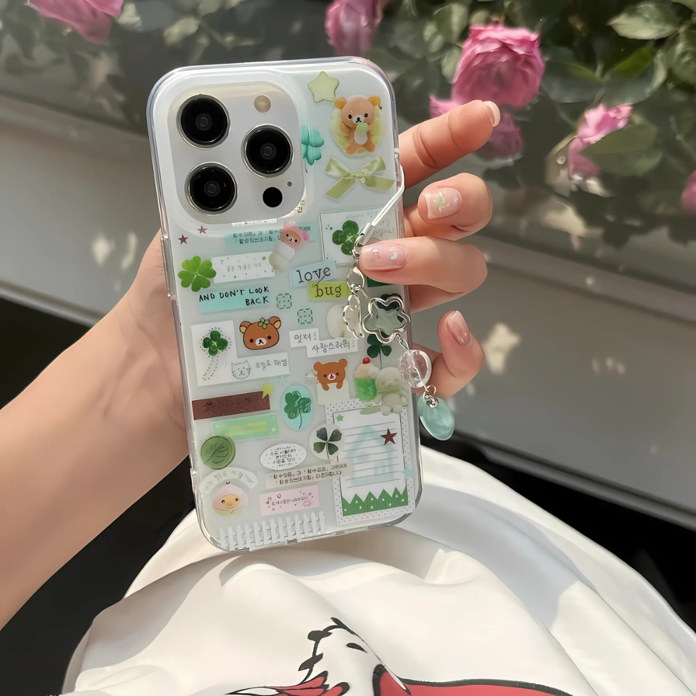 Green Kawaii Sticker iPhone Case